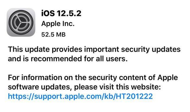 百色苹果手机维修分享iOS12.5.2发布，建议所有老苹果用户安装 